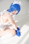 apron blue_hair cosplay eyepatch gloves hairband ikkitousen kibashi maid maid_uniform panties ryomou_shimei thighhighs white_legwear rating:Safe score:0 user:nil!