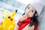 cosplay hat hikari_(pokemon) pikachu plushie pokemon ryuuka_(ii) scarf sleeveless_blouse rating:Safe score:0 user:pixymisa