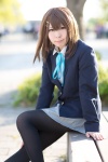 black_legwear blazer blouse cosplay hair_clips hirasawa_yui k-on! onagi_mayu pantyhose pleated_skirt ribbon_tie skirt rating:Safe score:1 user:pixymisa
