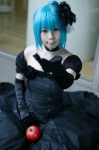 aqua_hair choker cosplay elbow_gloves gloves gown hatsune_miku himitsu_~kuro_no_chikai~_(vocaloid) kana_(ii) vocaloid rating:Safe score:0 user:nil!