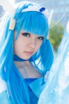aoki_reika asagiri_moni blouse blue_eyes blue_hair bow choker cosplay cure_beauty gauntlets pretty_cure smile_precure! sword tiara rating:Safe score:1 user:pixymisa