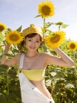 bandana bikini_top cleavage overalls saito_michi sexy_diva strap_slip sunflowers swimsuit rating:Safe score:0 user:nil!