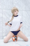 ahoge amane blonde_hair braid buruma cosplay gym_uniform pantyhose sheer_legwear shirt_lift shorts tagme_character tagme_series tshirt rating:Safe score:2 user:nil!