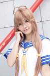 antenna_hair cosplay glasses hair_ties ikkitousen ryuubi_gentoku sailor_uniform scarf school_uniform yuuri_tsukasa rating:Safe score:0 user:pixymisa