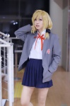 blazer blonde_hair blouse cosplay gekkan_shoujo_nozaki-kun hyuuga pantyhose pleated_skirt ponytail school_uniform sheer_legwear skirt yuzuki_seo rating:Safe score:0 user:nil!