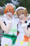apron cosplay dress hairband hoshizora_rin koizumi_hanayo love_live!_school_idol_project maid maid_uniform matsumoto_ruisuke orange_hair teimaru rating:Safe score:0 user:nil!