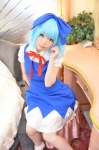 blouse blue_hair cirno cosplay hairbow jumper shizuku socks touhou rating:Safe score:1 user:nil!