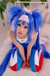 bed blue_hair bodysuit buyara cosplay hair_ribbons headband klan_klein macross macross_frontier twintails rating:Safe score:0 user:nil!