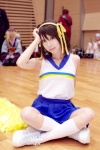 cheerleader cosplay hairband hair_ribbons kneesocks miniskirt mizuno_shiro pantyhose pleated_skirt pom_poms skirt suzumiya_haruhi suzumiya_haruhi_no_yuuutsu tank_top rating:Safe score:0 user:Log