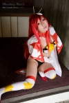 bikini_top cape chopsticks cosplay elbow_gloves gloves panties ponytail red_hair saku swimsuit tengen_toppa_gurren-lagann thighhighs yoko_ritona rating:Safe score:0 user:nil!