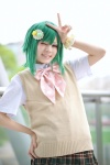 blouse cosplay green_hair gumi pleated_skirt school_uniform skirt sweater_vest tagme_song uzuki_rin vocaloid rating:Safe score:0 user:nil!