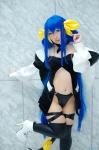 blue_hair bodysuit boots choker cosplay dizzy guilty_gear pantyhose sheer_legwear tail thighhighs twintails wings yukimi rating:Safe score:4 user:nil!