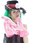 corset cosplay erigawa flower gloves green_hair hat lingerie macross macross_frontier microphone ranka_lee rating:Safe score:0 user:pixymisa