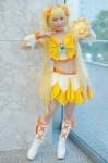 blonde_hair boots chippi cosplay croptop cure_sunshine heartcatch_precure! miniskirt myoudouin_itsuki pretty_cure skirt twintails rating:Safe score:0 user:nil!