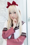 blonde_hair blue_eyes cosplay dress hairbow hiokichi jacket school_uniform toshino_kyoko yuruyuri rating:Safe score:1 user:pixymisa