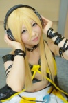bikini_top blonde_hair collar cosplay headset lily_(vocaloid) mizuno pleated_skirt skirt swimsuit vest vocaloid rating:Safe score:0 user:nil!