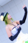 anna cosplay dress elbow_gloves fingerless_gloves flower gloves green_hair gumi hat just_a_game_(vocaloid) vocaloid rating:Safe score:0 user:xkaras