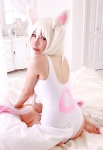 animal_ears bed cosplay higurashi_rin kyuubee one-piece_swimsuit puella_magi_madoka_magica swimsuit tail twintails white_hair rating:Safe score:0 user:nil!