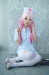 cosplay dress guilty_crown kuuta nurse nurse_cap nurse_uniform pink_hair stethoscope thighhighs yuzuriha_inori zettai_ryouiki rating:Safe score:3 user:nil!