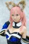 animal_ears caster cosplay detached_sleeves dress fate/extra fate/series fox_ears pink_hair seri rating:Safe score:0 user:pixymisa