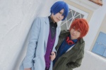 aobaichi blazer blue_hair coat cosplay crossplay headphones hijirikawa_masato otoya_ittoki red_hair shima shirt uta_no_prince-sama vest rating:Safe score:0 user:pixymisa