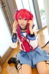angel_beats! ayano_yuura belts boots bow chains collar cosplay hair_ribbons pleated_skirt red_hair sailor_uniform scarf school_uniform skirt tail twintails yui_(angel_beats!) rating:Safe score:1 user:pixymisa
