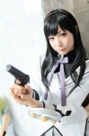 akemi_homura blouse cosplay gun hairband kiki_(ii) pleated_skirt puella_magi_madoka_magica ribbon_tie skirt rating:Safe score:0 user:pixymisa