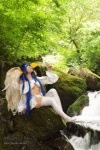 blue_hair choker cleavage cosplay dizzy guilty_gear hairbows hitori_gokko monokini one-piece_swimsuit saku swimsuit tail thighhighs underboob wet wings rating:Safe score:3 user:nil!