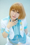 akizuki_ritsuko blonde_hair blouse caramel_eyes cosplay cuffs idolmaster jacket ribbon_tie shiyu_(ii) tiered_skirt rating:Safe score:0 user:pixymisa