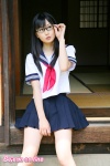 glasses nishimura_mizuho pleated_skirt sailor_uniform school_uniform skirt rating:Safe score:1 user:nil!