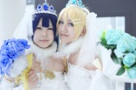 ayase_eri blonde_hair blue_hair choker cosplay crown dress elbow_gloves gloves love_live!_school_idol_project mizuki_hinino shina sonoda_umi rating:Safe score:0 user:nil!