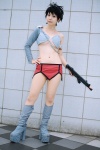 benten_(urusei_yatsura) bikini_top boots chains cosplay gun hairband hakura miniskirt pantyhose skirt smg swimsuit underboob urusei_yatsura rating:Safe score:2 user:nil!