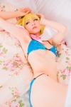 alice_margatroid bed bikini blonde_hair caplet cleavage cosplay hairband mike swimsuit touhou underboob rating:Safe score:2 user:nil!