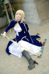 blonde_hair boots cosplay dress fate/series fate/stay_night jacket maropapi saber sword rating:Safe score:0 user:nil!