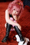 anya_alstreim boots code_geass cosplay croptop garters hairband panties pink_hair striped tatsuki thighhighs rating:Safe score:2 user:nil!