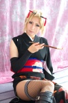 blonde_hair boots cosplay fishnet_stockings gintama kimono kon thighhighs tsukuyo rating:Safe score:2 user:nil!