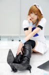 beret billhook boots cosplay dress higurashi_no_naku_koro_ni ryuuguu_rena saya thighhighs rating:Safe score:2 user:nil!