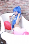 bathroom bathtub blue_hair boots bottomless cosplay halter_top himemiya_mahore izumi_konata leggings lucky_star ponytail rating:Questionable score:0 user:nil!