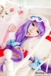 bed cosplay dress hat patchouli_knowledge purple_hair robe saku sweet_garden touhou rating:Safe score:0 user:nil!