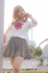 blouse cosplay kirinn orange_hair original pleated_skirt school_uniform skirt rating:Safe score:2 user:xkaras