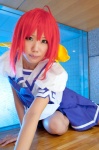 antenna_hair bows cosplay kagami_sumika muv-luv pleated_skirt red_hair school_uniform skirt yae_maiko rating:Safe score:0 user:pixymisa