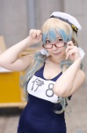 amatsuka_miyu beret cosplay glasses i-8_(kantai_collection) kantai_collection multi-colored_hair school_swimsuit swimsuit twintails rating:Safe score:1 user:nil!