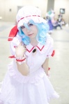 blouse blue_hair cosplay hat remilia_scarlet skirt tamayura_kyouto touhou wristband rating:Safe score:0 user:pixymisa