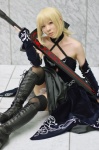blonde_hair boots cosplay detached_sleeves dress fate/hollow_ataraxia fate/series maropapi saber_alter sword thighhighs zettai_ryouiki rating:Safe score:1 user:nil!