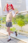 amamiya_alice blouse cosplay hairbows pantyhose pink_eyes pink_hair pleated_skirt sheer_legwear shirai_kuroko skirt socks sweater to_aru_kagaku_no_railgun twintails rating:Safe score:0 user:pixymisa