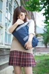 blouse bookbag misoshiru pleated_skirt school_uniform skirt sweater_vest rating:Safe score:0 user:nil!
