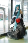 aqua_hair choker cosplay detached_sleeves gown hatsune_miku kaya tagme_song twintails vocaloid rating:Safe score:0 user:nil!