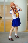 ahoge cosplay glasses ikkitousen kakei_raito orange_hair pleated_skirt ryuubi_gentoku sailor_uniform school_uniform skirt socks rating:Safe score:0 user:nil!