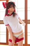 buruma cosplay gym_uniform hairbow hakurei_reimu higurashi_rin kneesocks panties shorts striped touhou rating:Questionable score:2 user:Beako