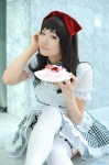 apron cosplay dress hairbow kishigami_hana original thighhighs waitress waitress_uniform rating:Safe score:1 user:nil!